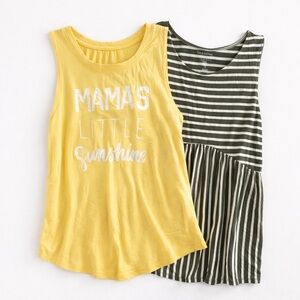 Isabel Maternity Tank Tops Lot of 2 Women’s Medium Yellow Graphic Green Striped